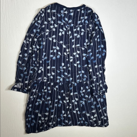 Anthropologie Tiny Floral Navy & White Midi Dress with Embroidered Bodice Boho - Picture 3 of 4